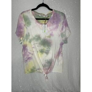 Earth Yoga Short Tye-Dye Sleeve T-Shirt, SZ MED, NWT